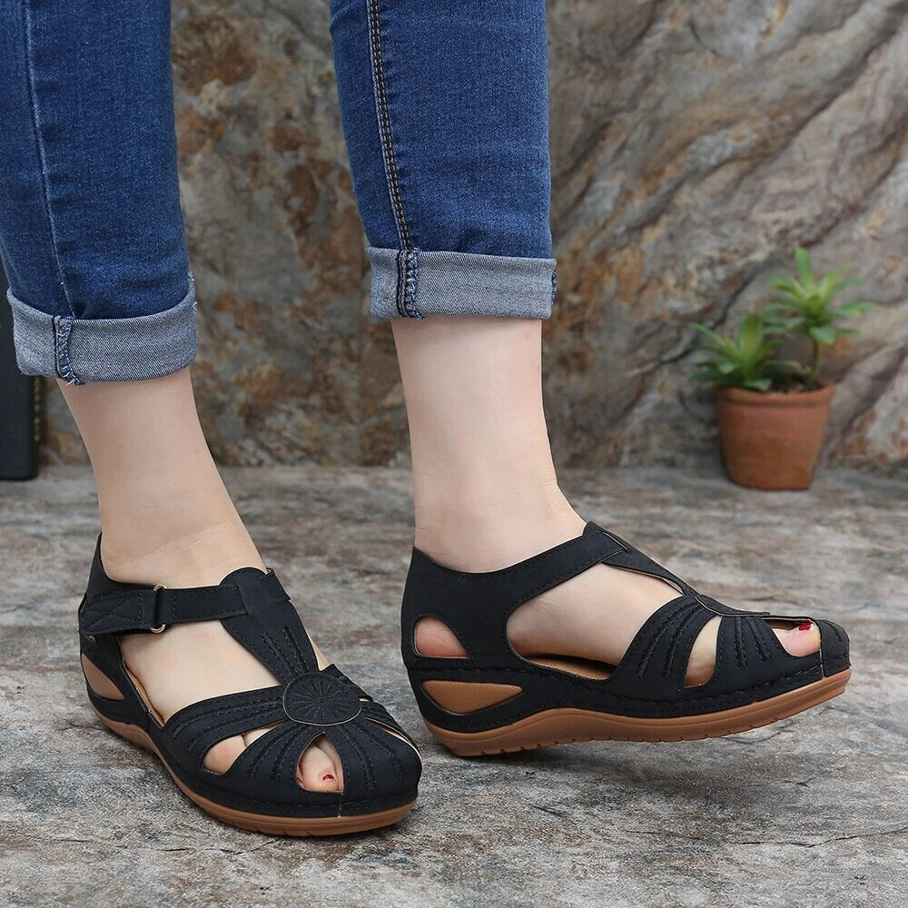 Summer new leather Baotou hook and loop women sandals – Cilool